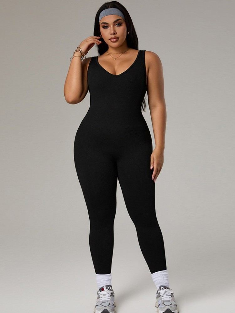 Yoga Fitness Jumpsuit - Plus Size Women's Tracksuit Gym Workout