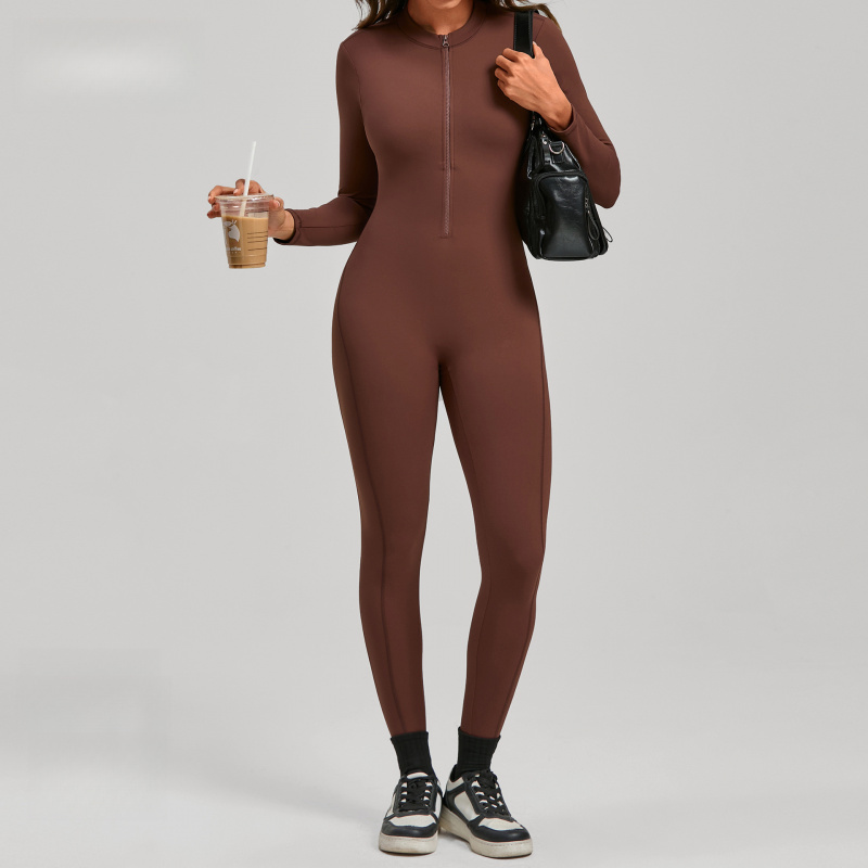 Zippered Long Sleeve Nude Feel - огляд і ціна Yoga Fitness Jumpsuit
