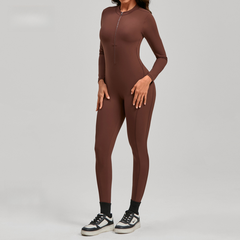 Zippered Long Sleeve Nude Feel - огляд і ціна Yoga Fitness Jumpsuit