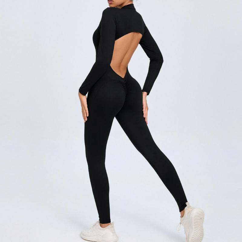 Zippered Long Sleeve Nude Feel - огляд і ціна Yoga Fitness Jumpsuit